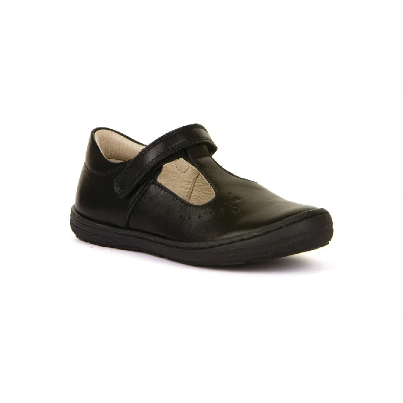 Froddo: Mia T-Bar School Shoes - Black Leather