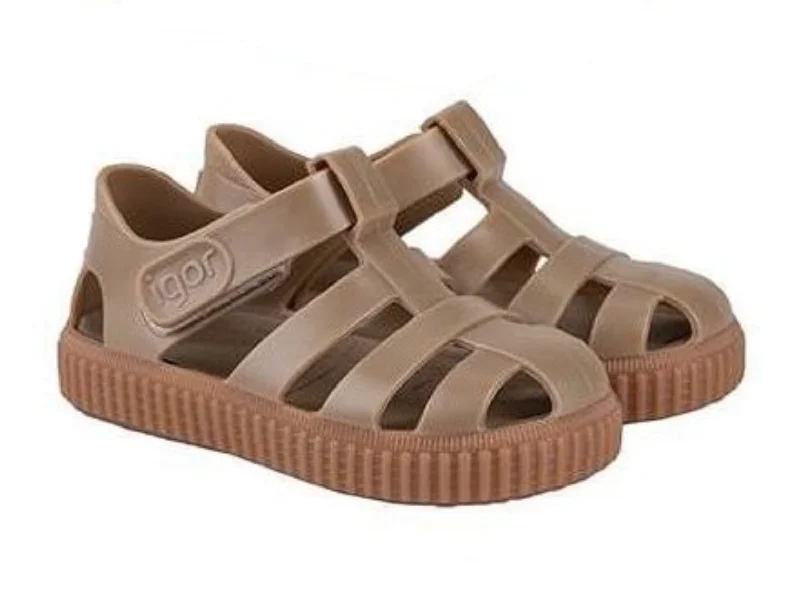 Igor Girl's and Boy's Nico Caramelo Jelly Sandals,  Taupe