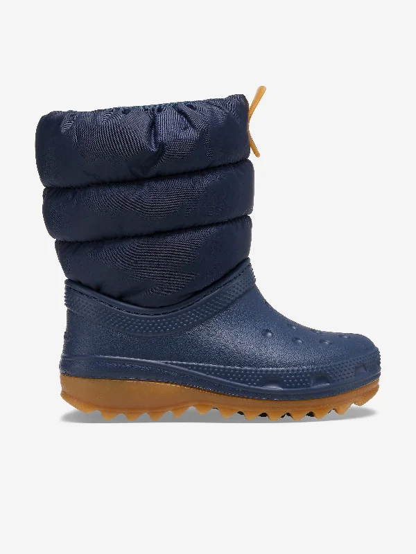 Crocs Kids Classic Neo Puff Boots in Navy