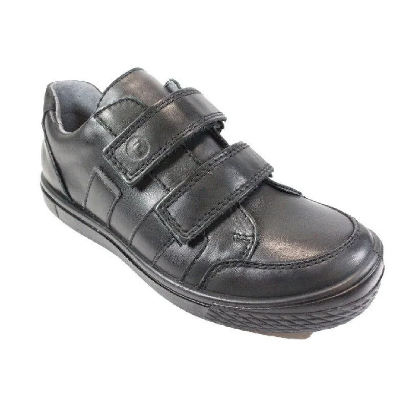 Ricosta: Ethan Rip Tape School Shoes - Black Leather