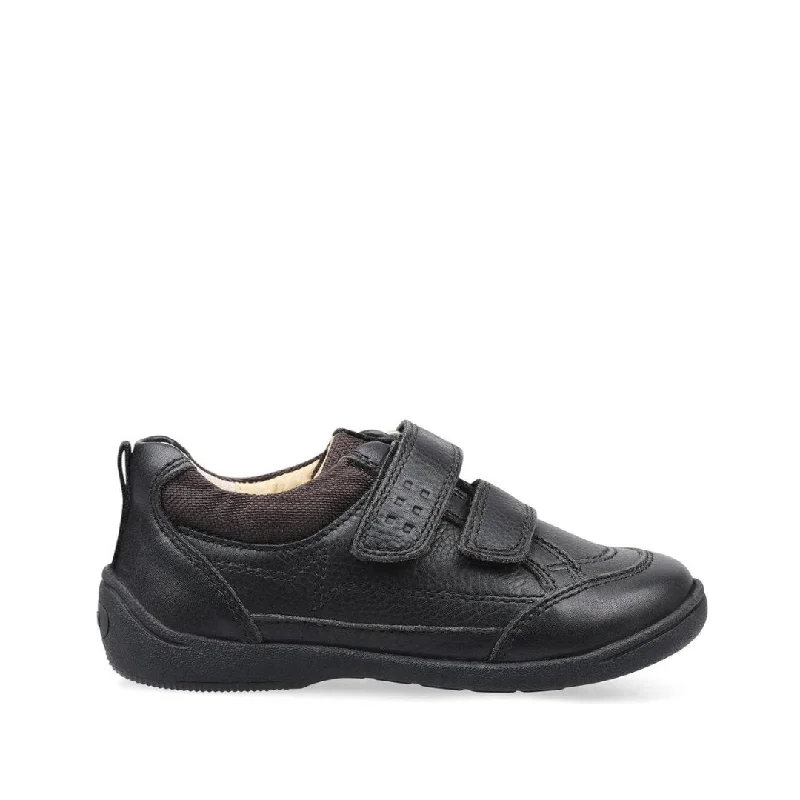 Start-Rite: Zigzag Riptape School Shoes - Black Leather