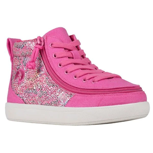 Billy Classic Fuchsia Snake Kids High Top Adaptive Sneaker