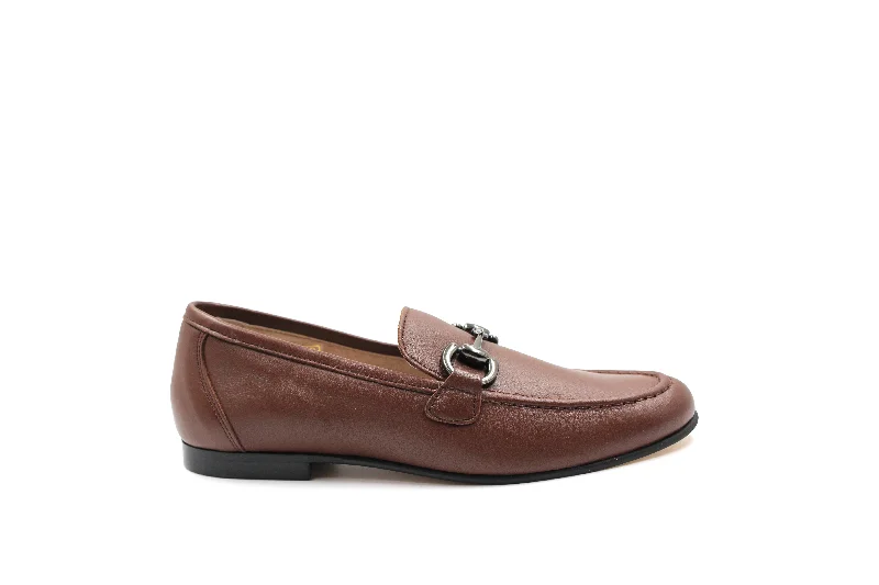 Hoo Brown Leather Buckle Loafer