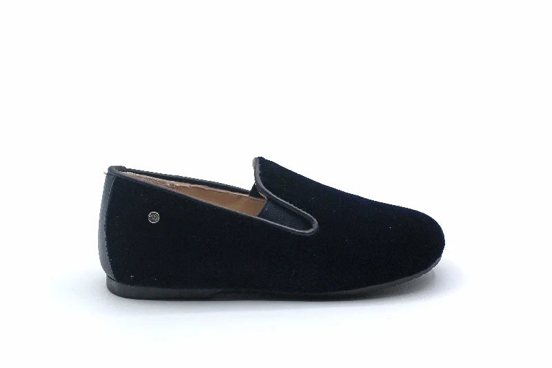 Manuela De Juan Navy Velvet Smoking Shoe