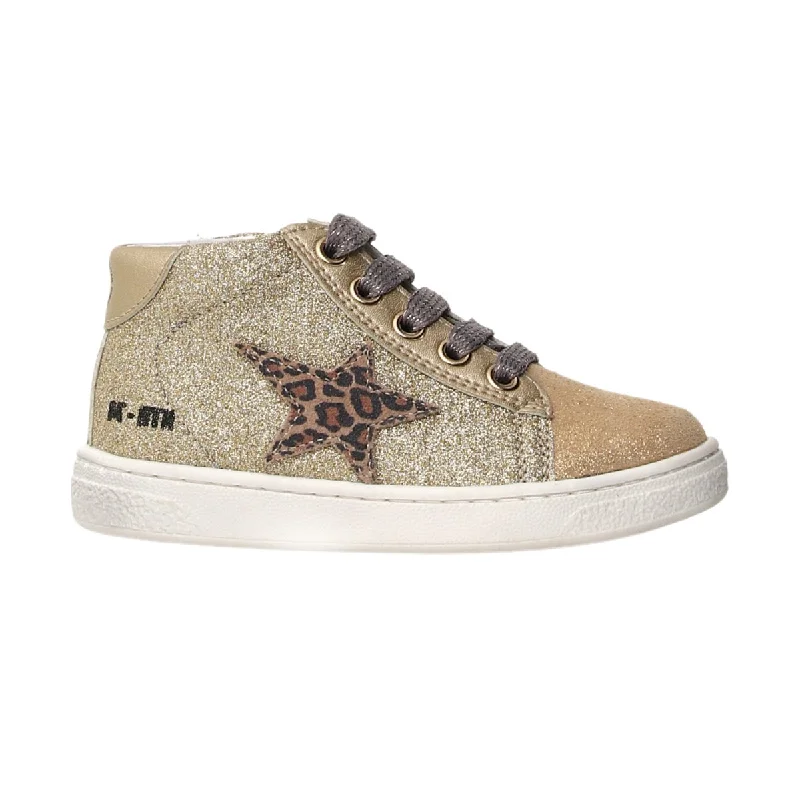 Naturino Girl's (Sizes 27-32) Pinn High Zip Gold Glitz/Cheetah Star