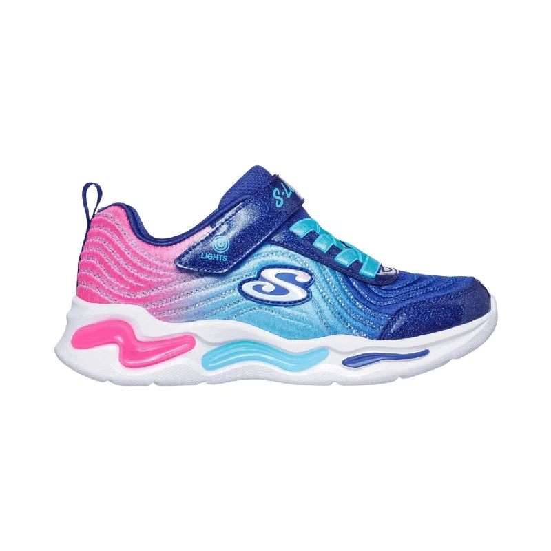 Skechers Girl's (Preschool) 302327LNVMT S-Lights: Wavy Beams - Ombre Express Navy/Multi